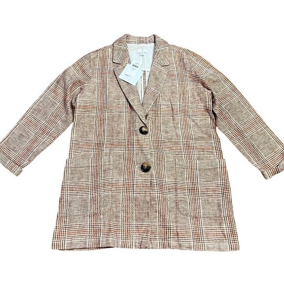 NWT J.Jill Lenin Blend Lightweight Henna Multi Relaxed Blazer Size XS Petite - Picture 3 of 7